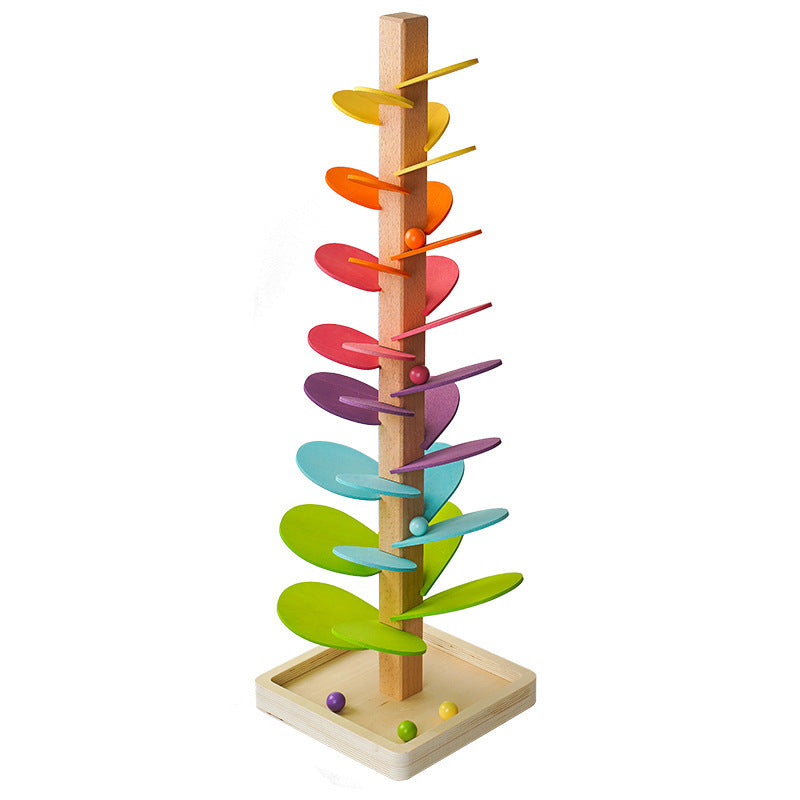 MarbleCascade™ – Montessori Rainbow Wooden Tower