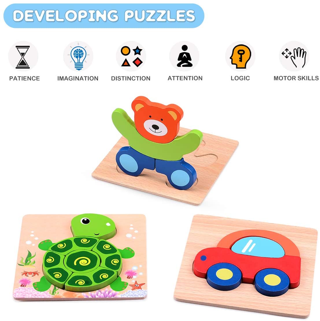 AnimalShapes Puzzle™ – Montessori-Inspired Wooden Puzzle