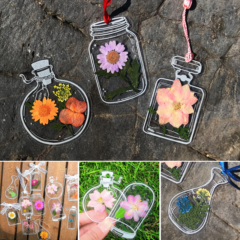 Transparent Flower Press Bookmarks (40 Pieces)